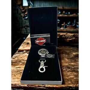 Harley-Davidson Bulova Men’s Black Dial FOB Watch 78B05 NWT Box & Papers